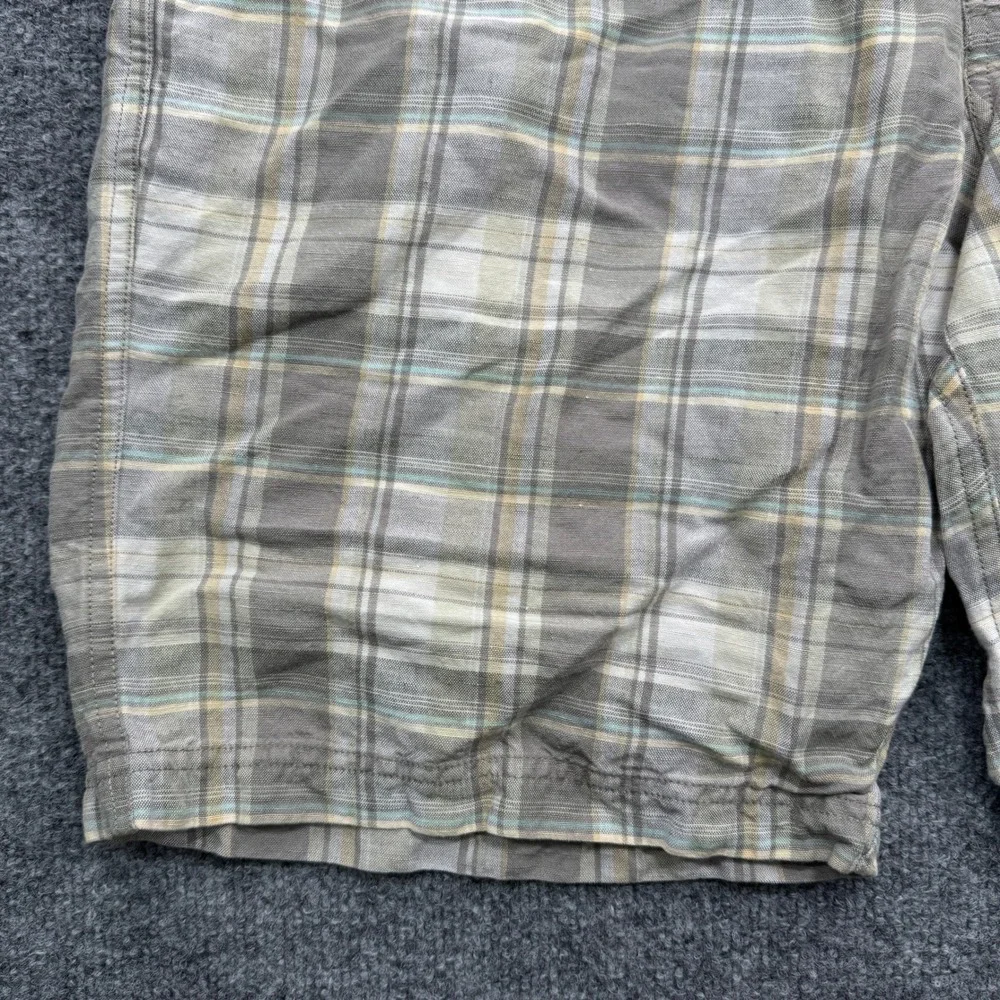 Tommy Bahama Plaid Shorts Mens 38 Khaki Grey Linen Tencel 9